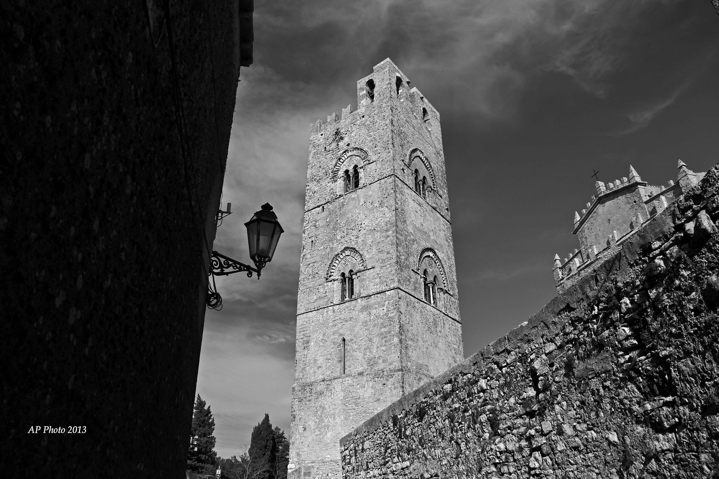 Erice - Duomo and Campanile B & W