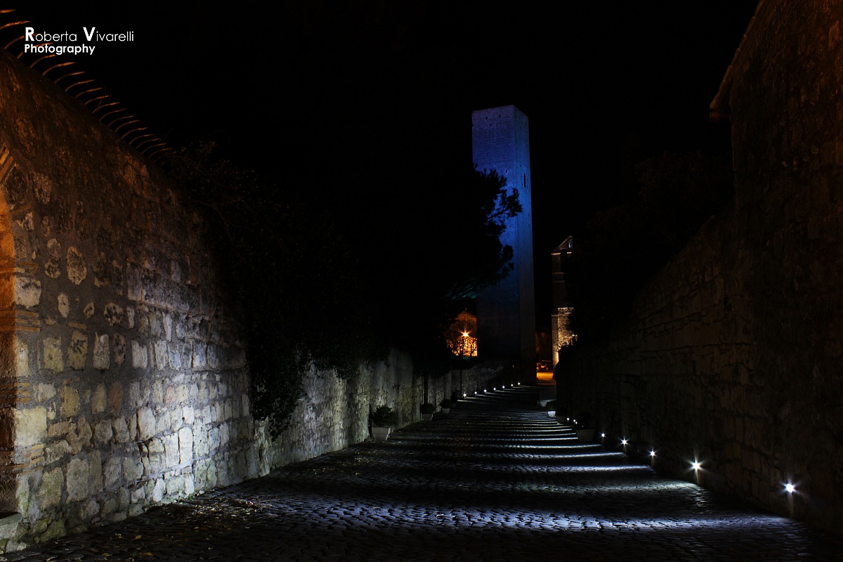 Tower Blue and light beams.