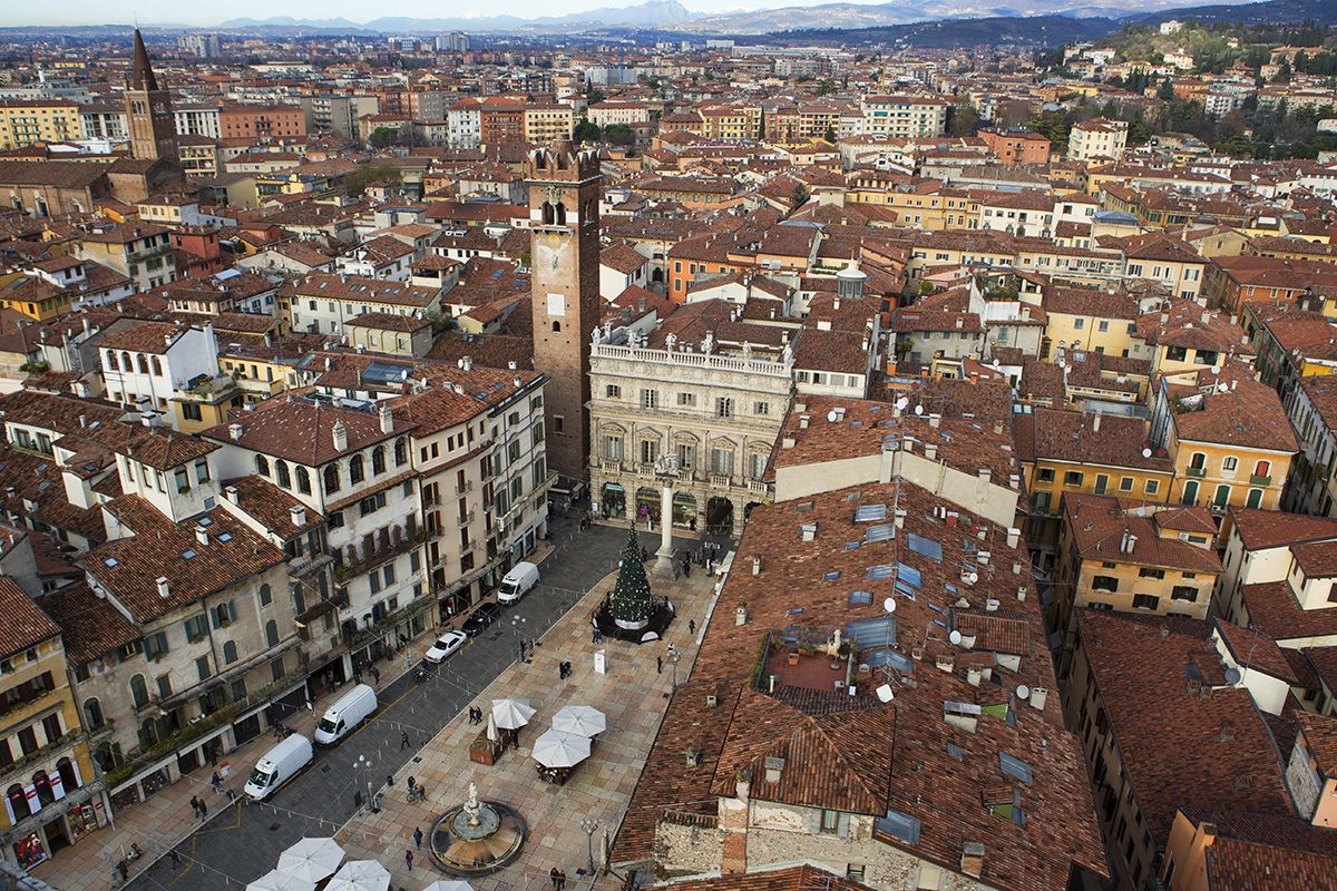 Verona - Piazza Erbe from Lamberti Tower