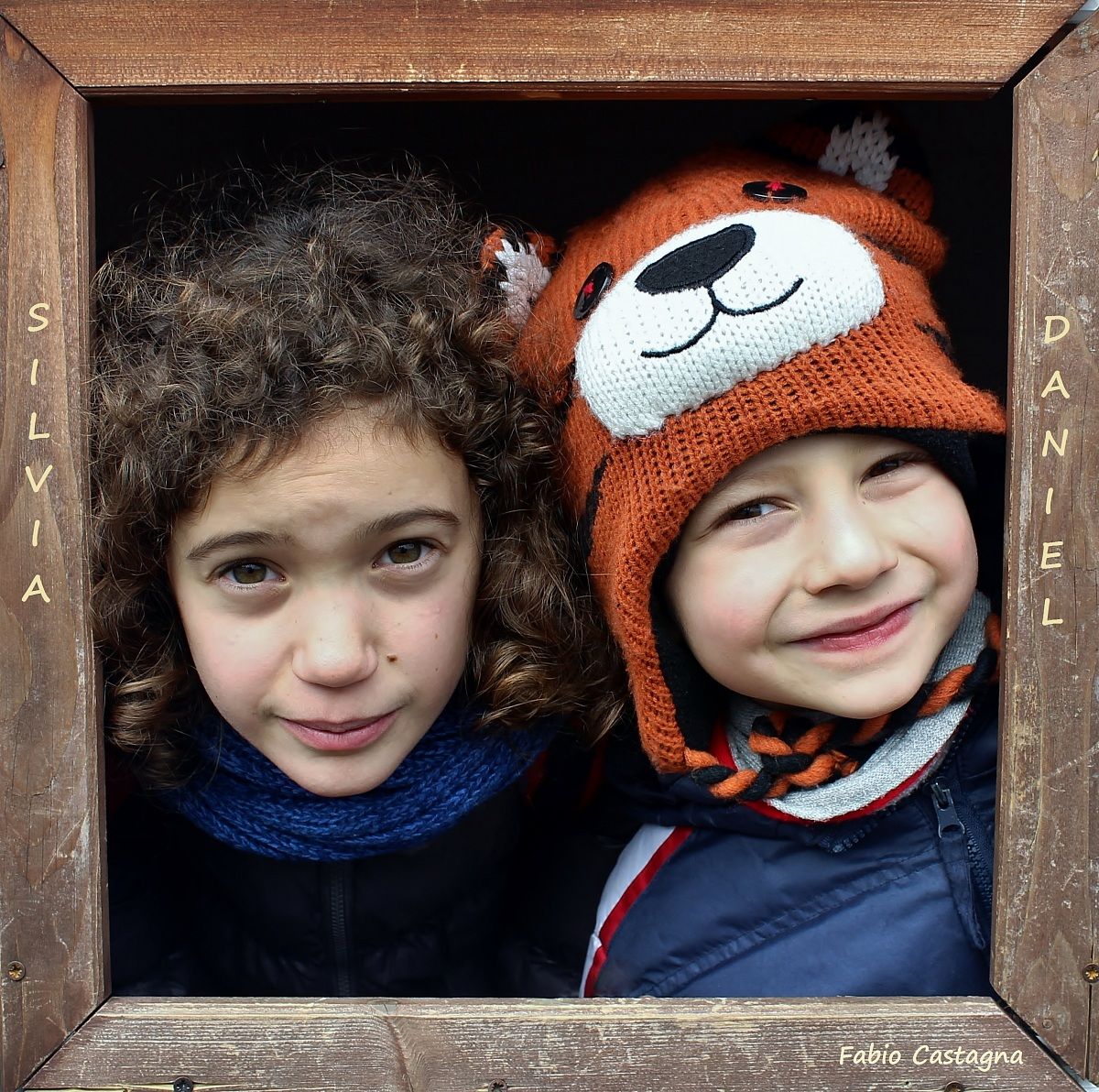 Two boys in frame