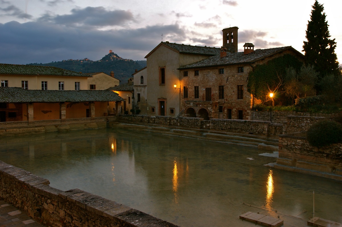 the hot thermal waters of Bagno Vignoni