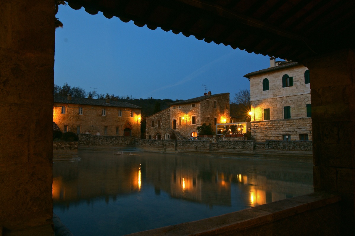the hot thermal waters of Bagno Vignoni