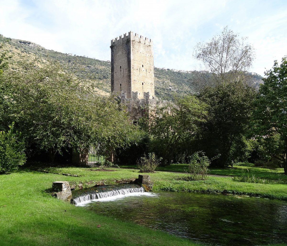 Castle and waterfall