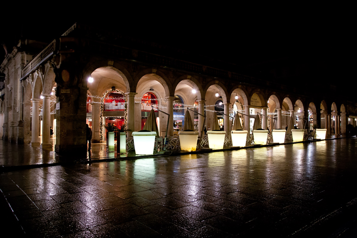 Bergamo around in the rain