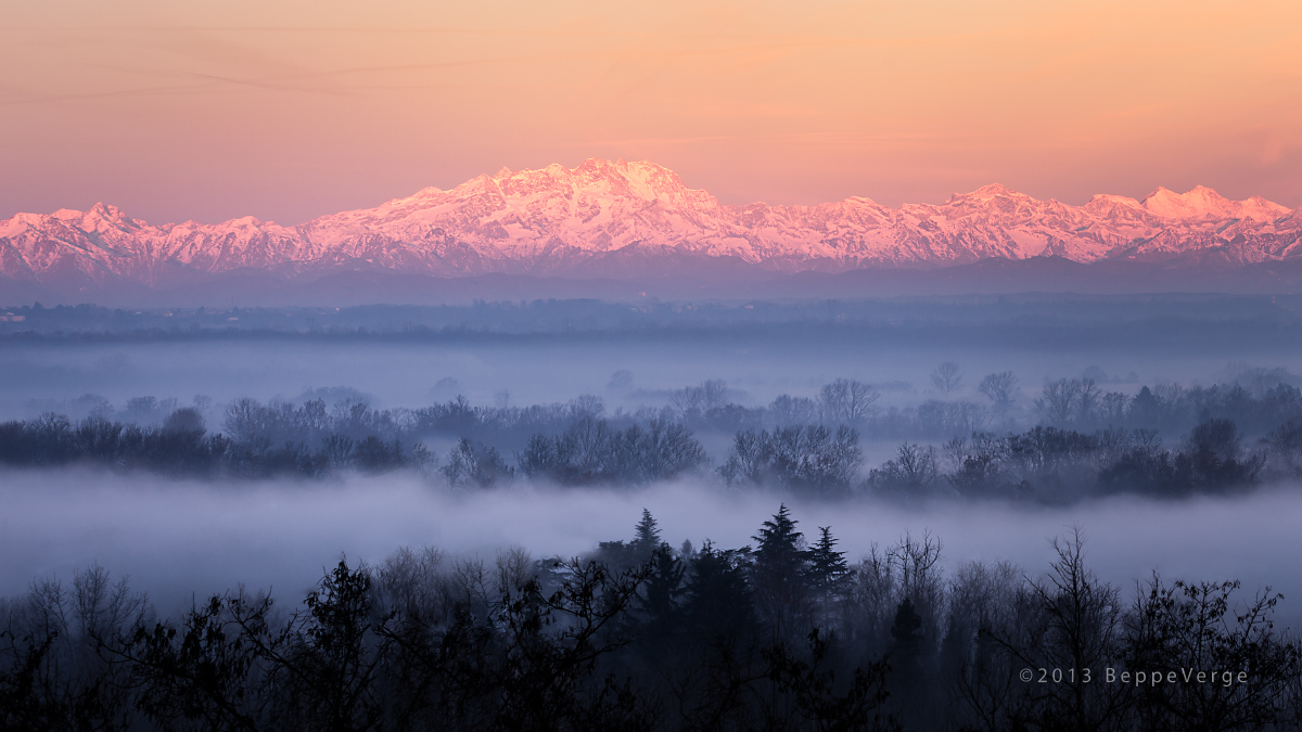 Dawn on the Monte Rosa and the Ticino Park