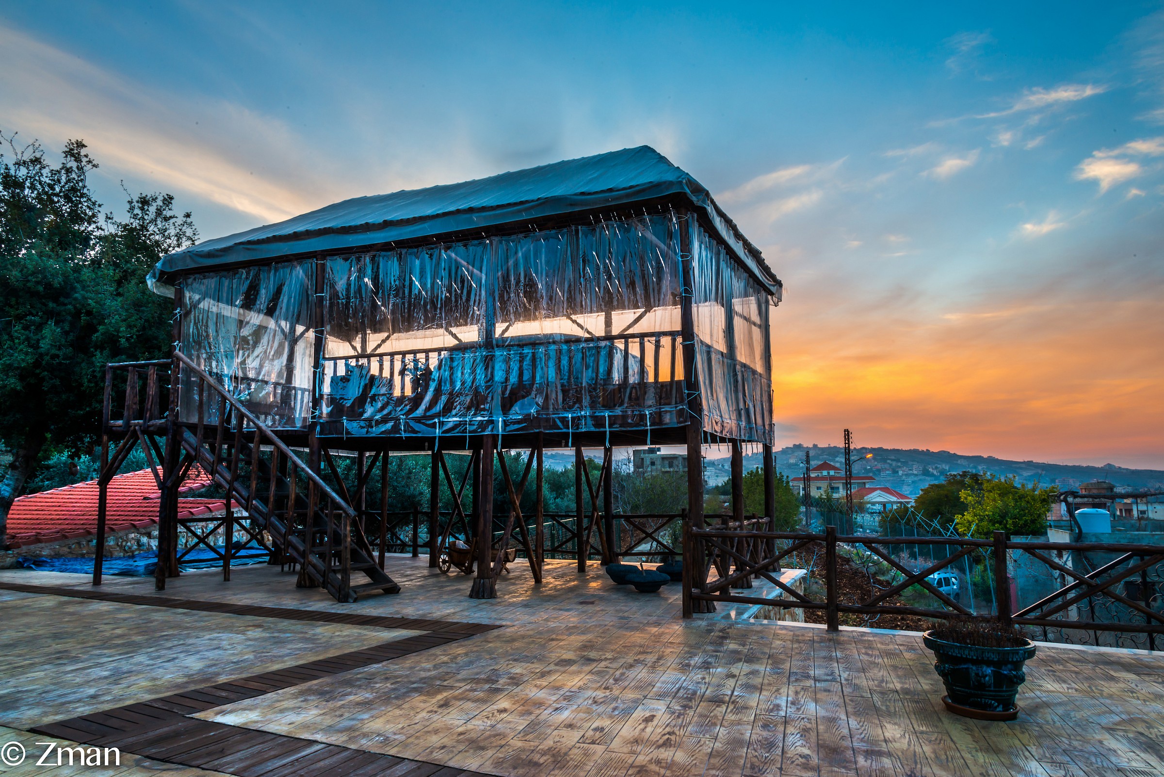 The Gazebo at Sunset in Winter.