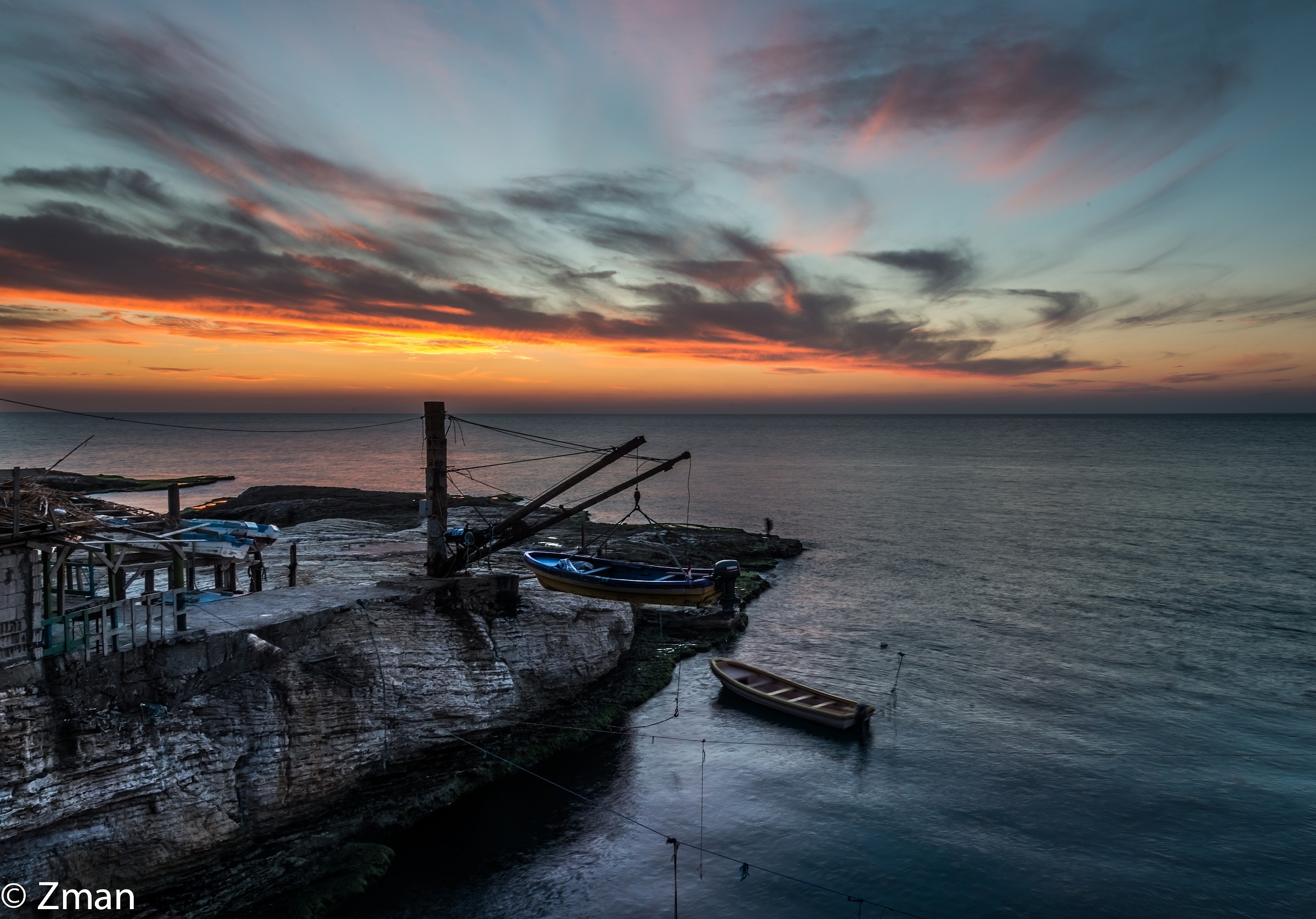 Tramonto vicino Alrawshe Pigeon Roccia