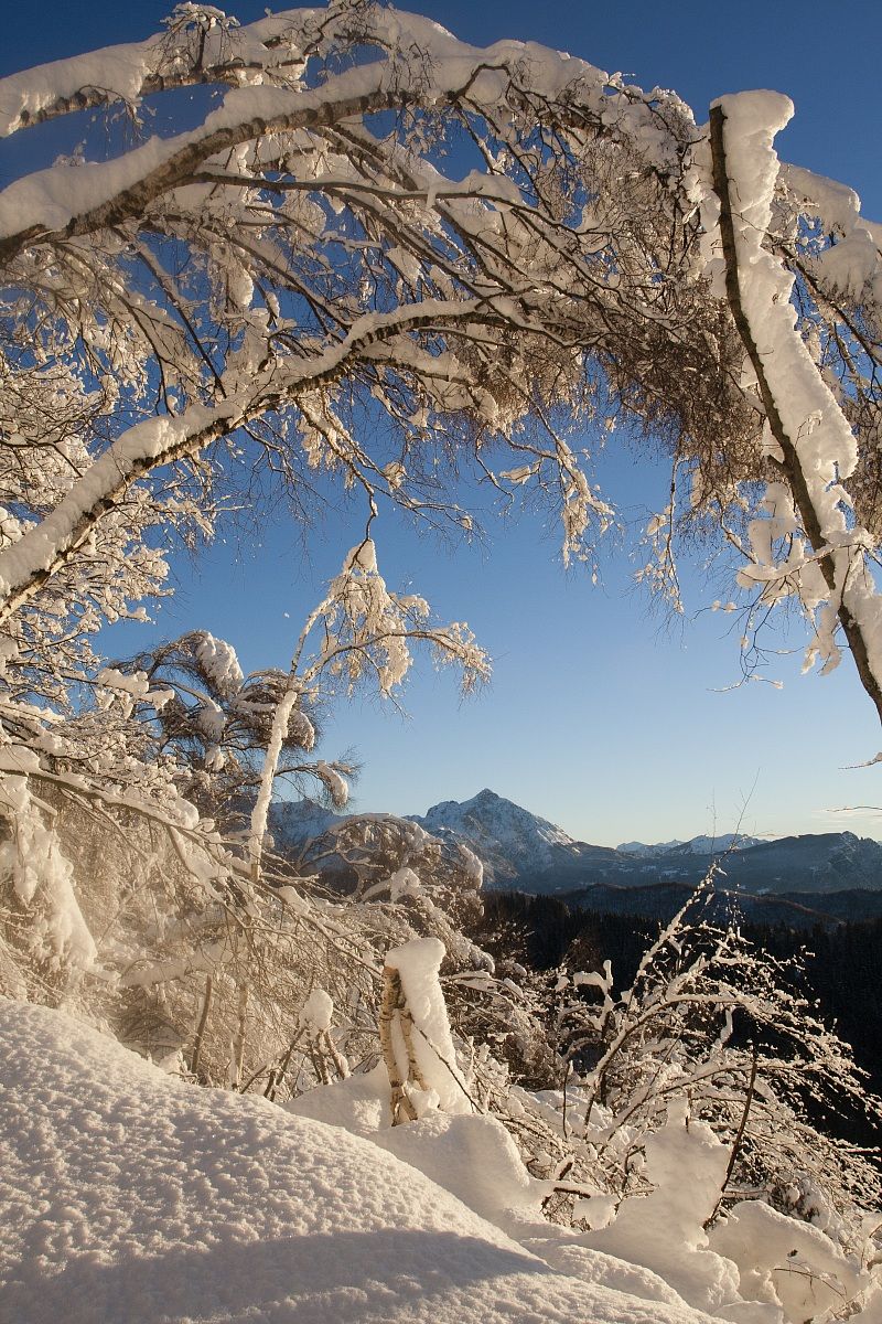 Snowshoeing at Mount San Primo - natural frame