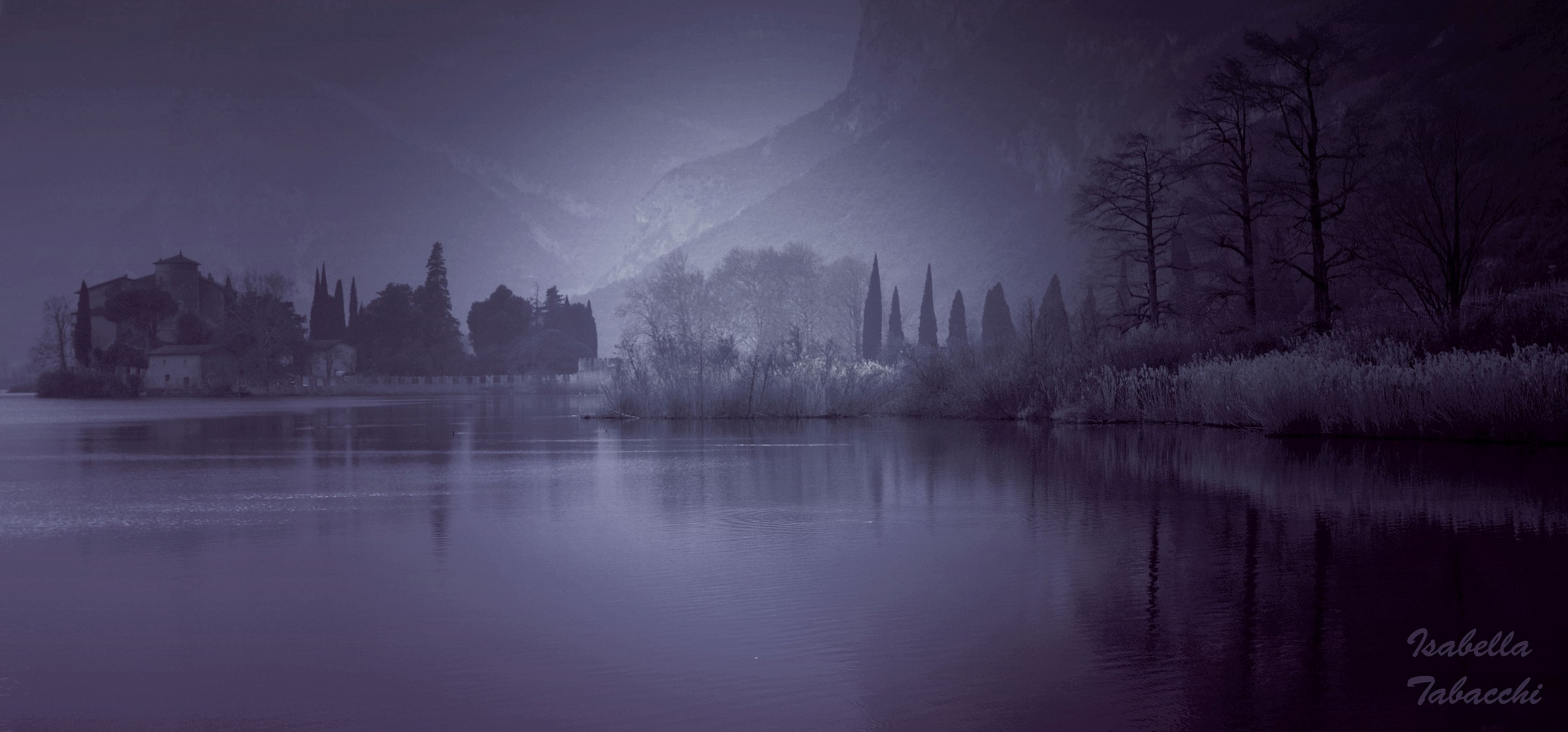 Castello sul lago in inverno