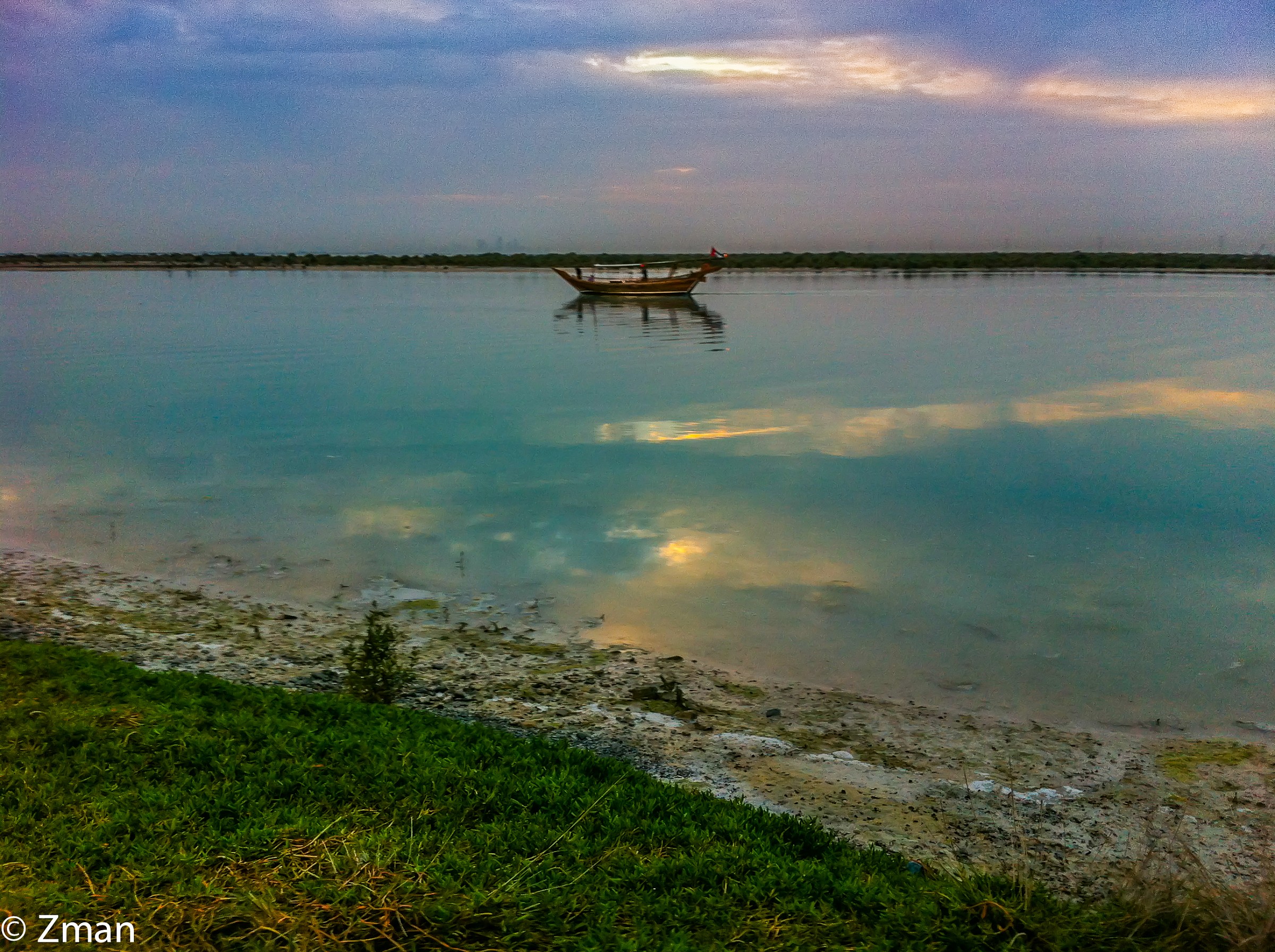 Dow sailing the channel opposite Hole 18 on Yas Link Co