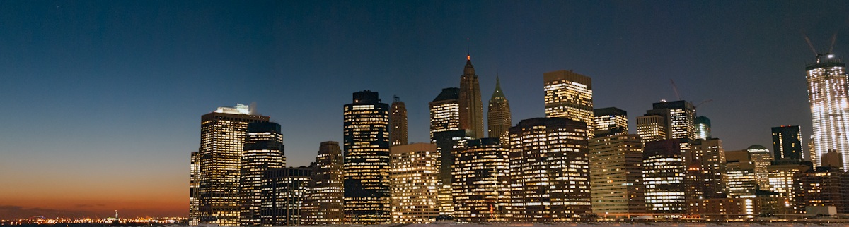 NYC Night Skyline from Brooklyn Bridge