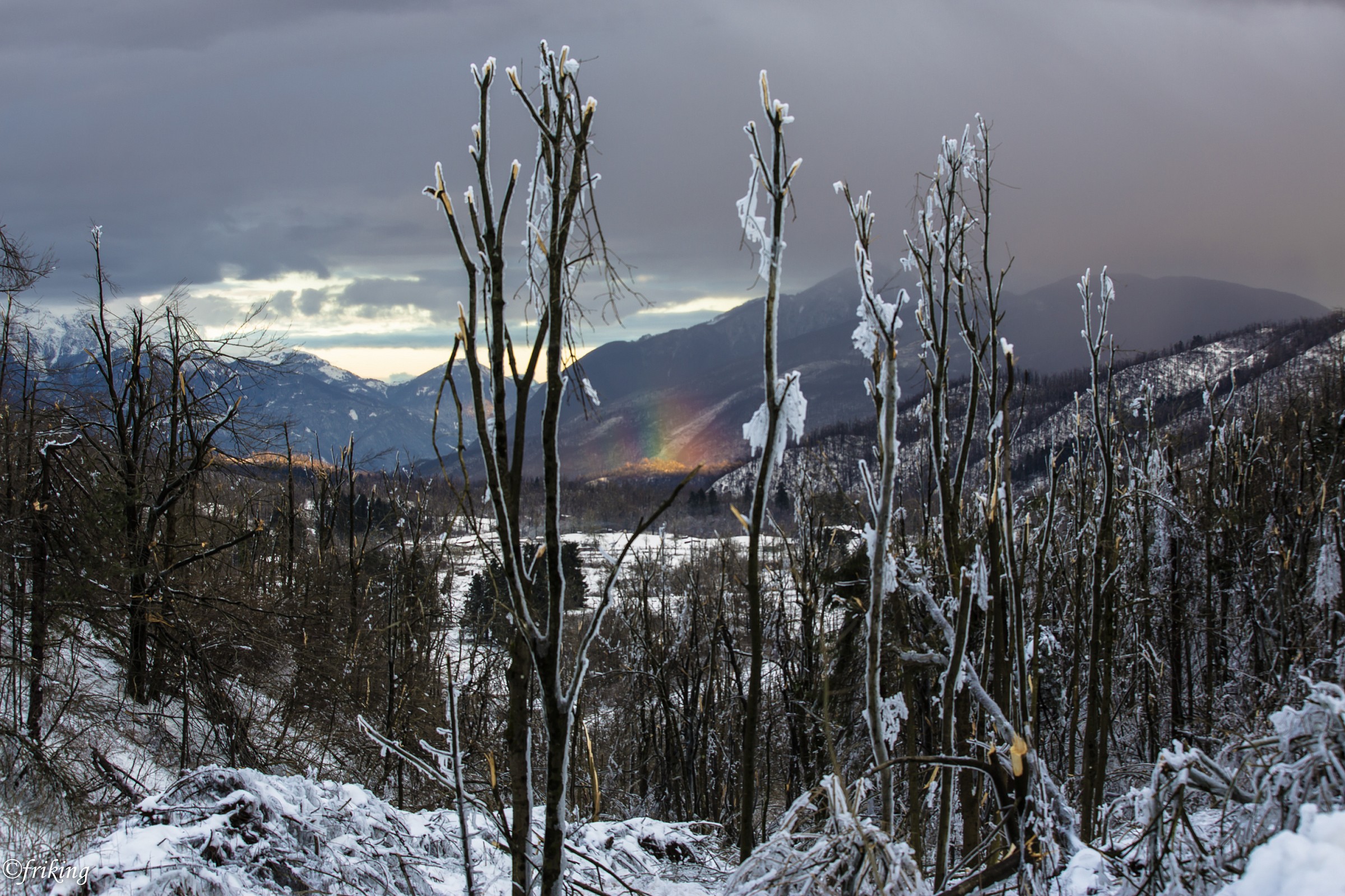 Gelicidio in Taipana, it forms a rainbow