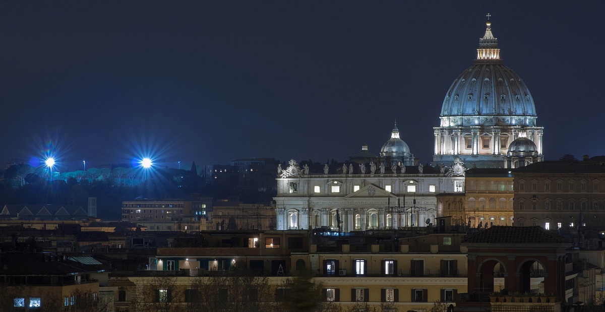 saint peter's basilica at night