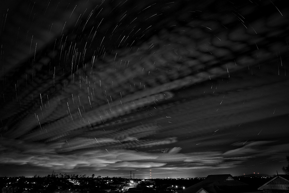 Night SkyZ over Brisbane - Black & White