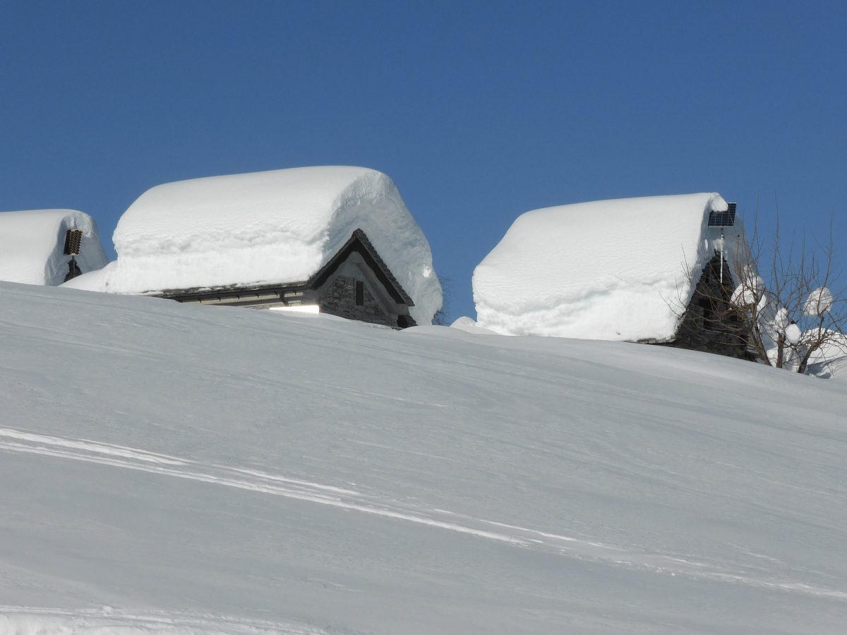 houses scattered in the snow