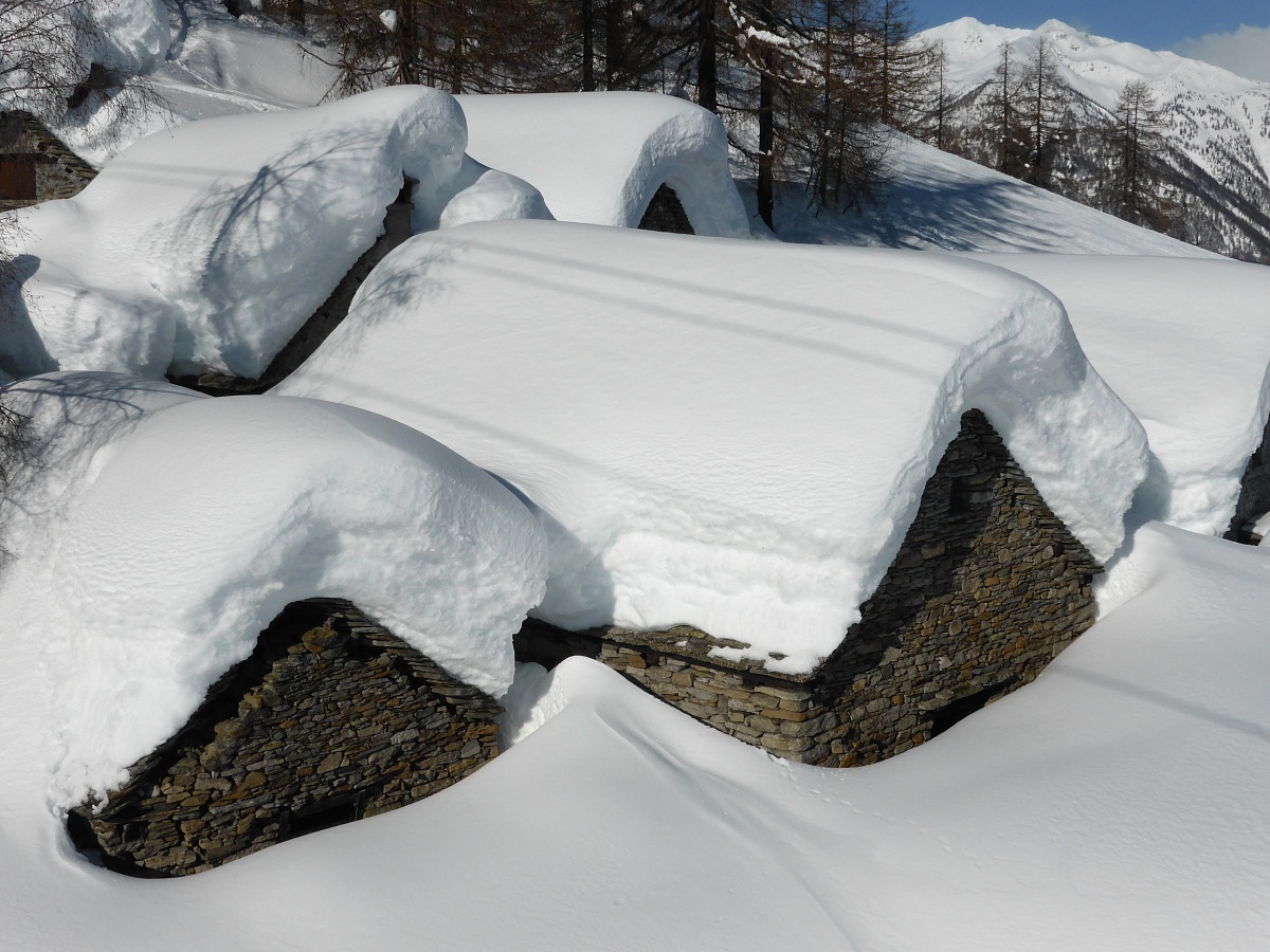 houses submerged by snow