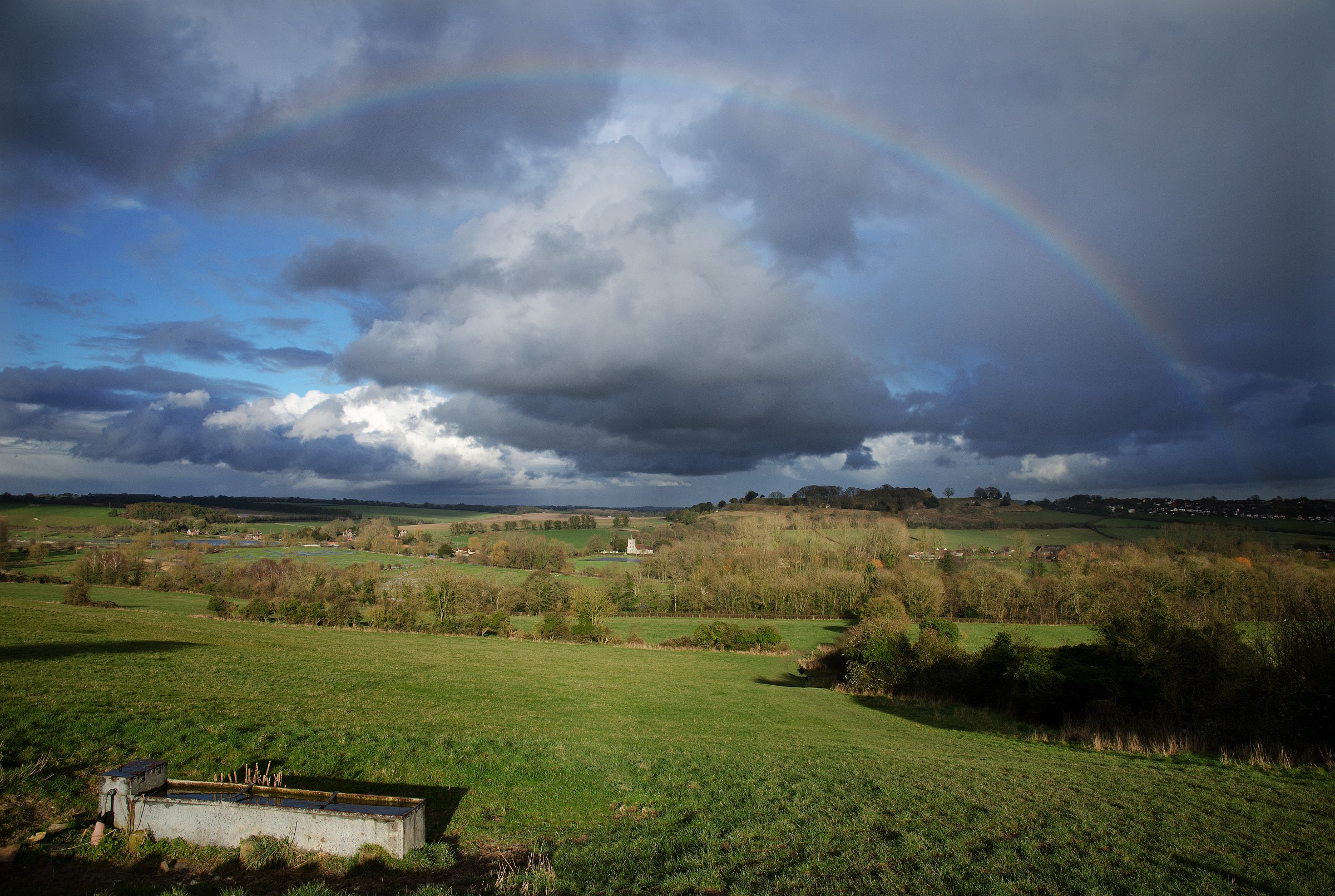 Field, Church, Rainbow