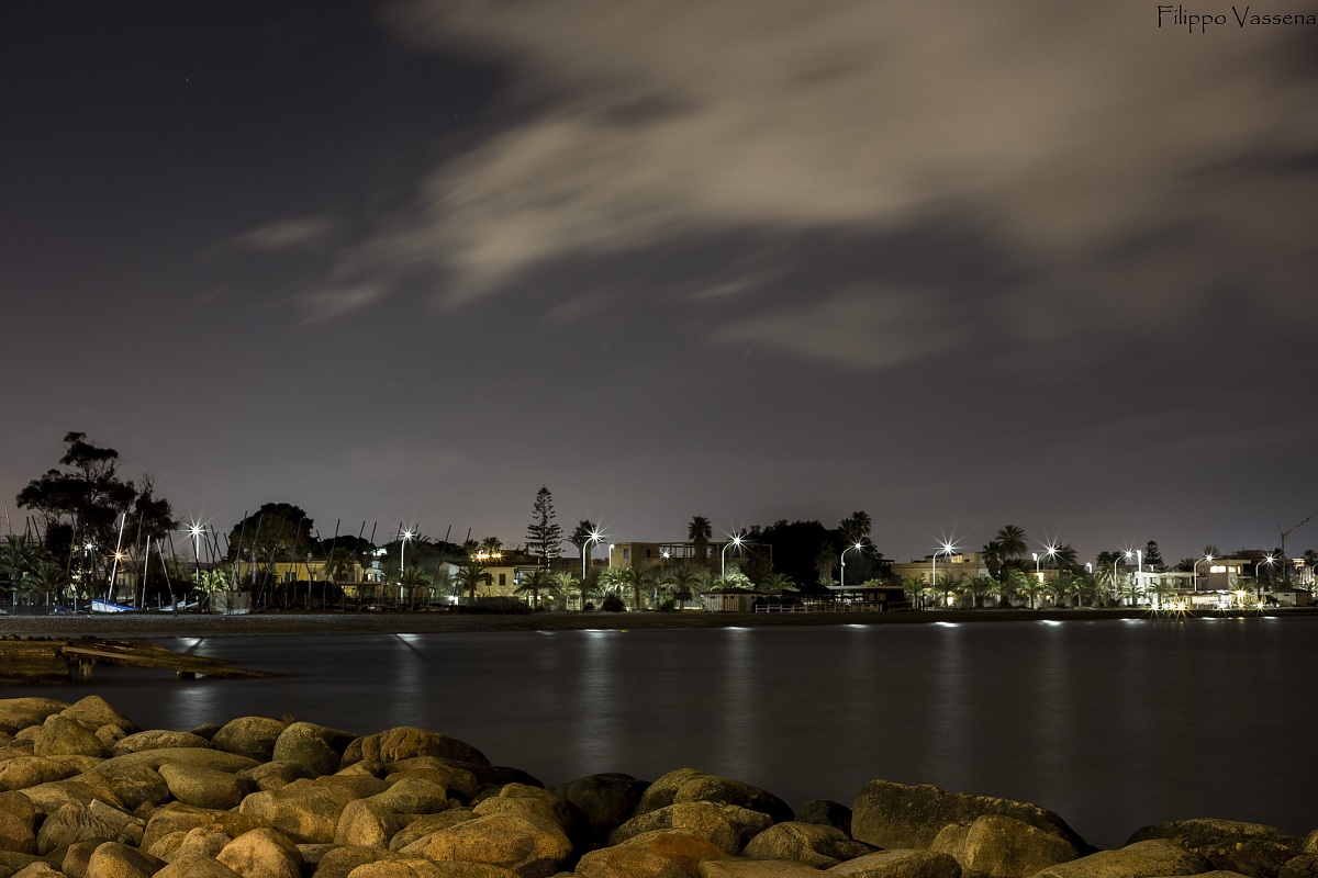 Small marina at night