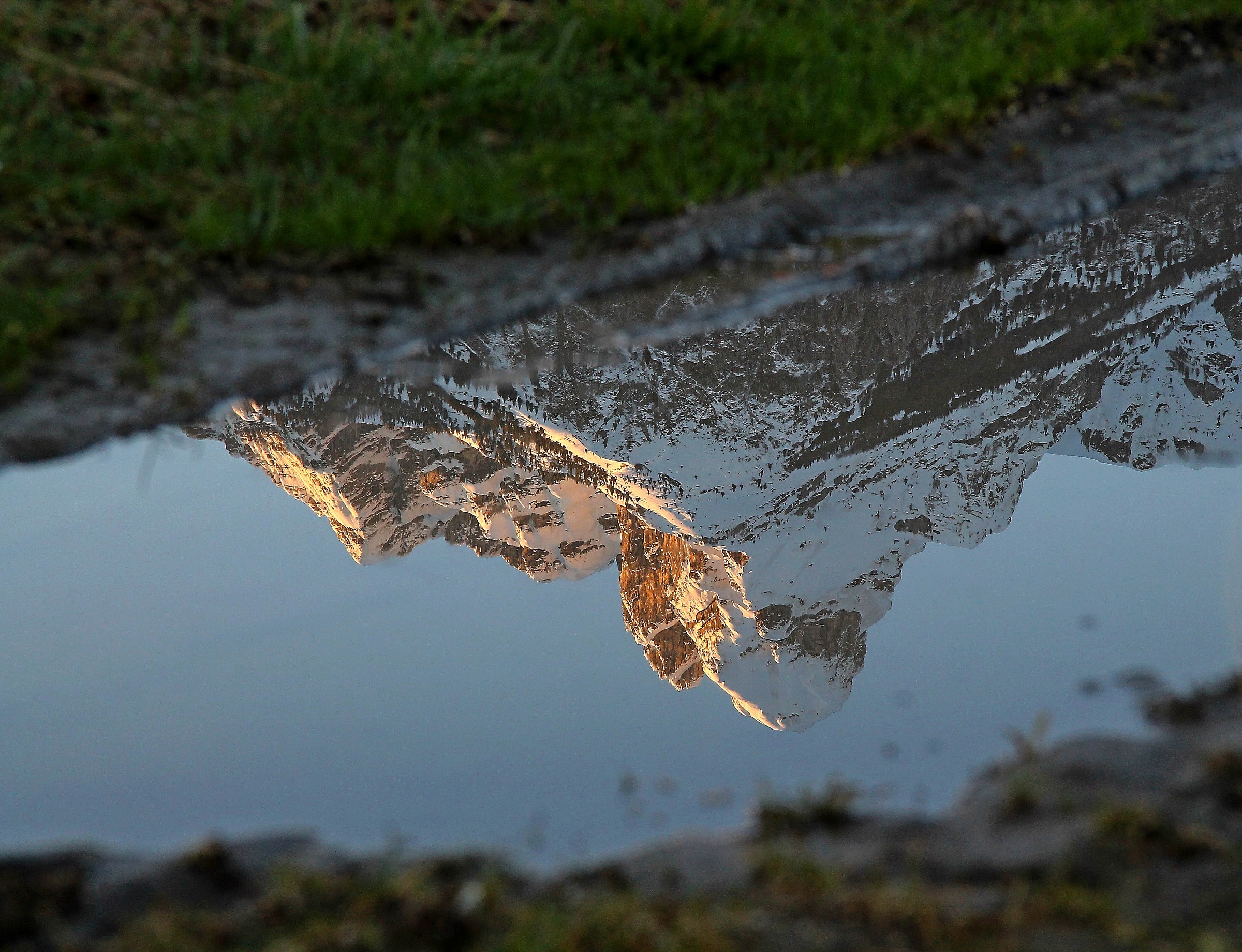 The Monte Pizzocco Mirrored In A Puddle On the Water .....