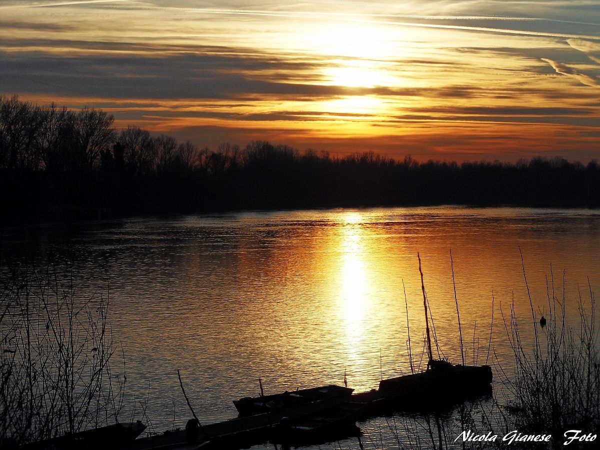 Sunset on the river PO