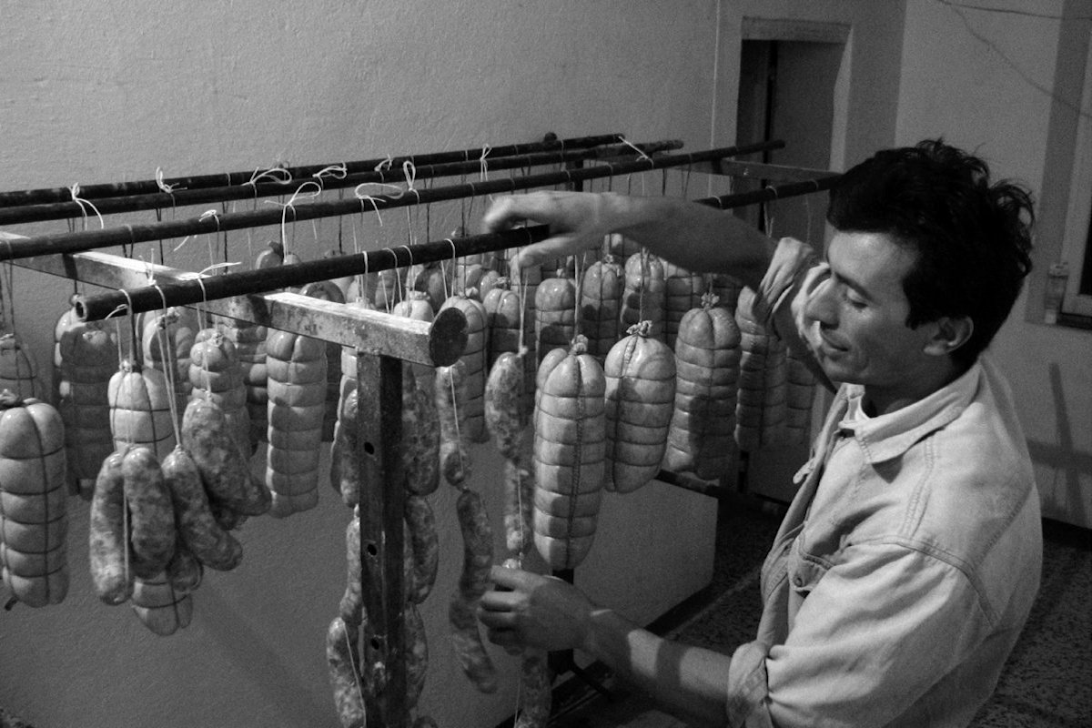 salami hanging out to dry