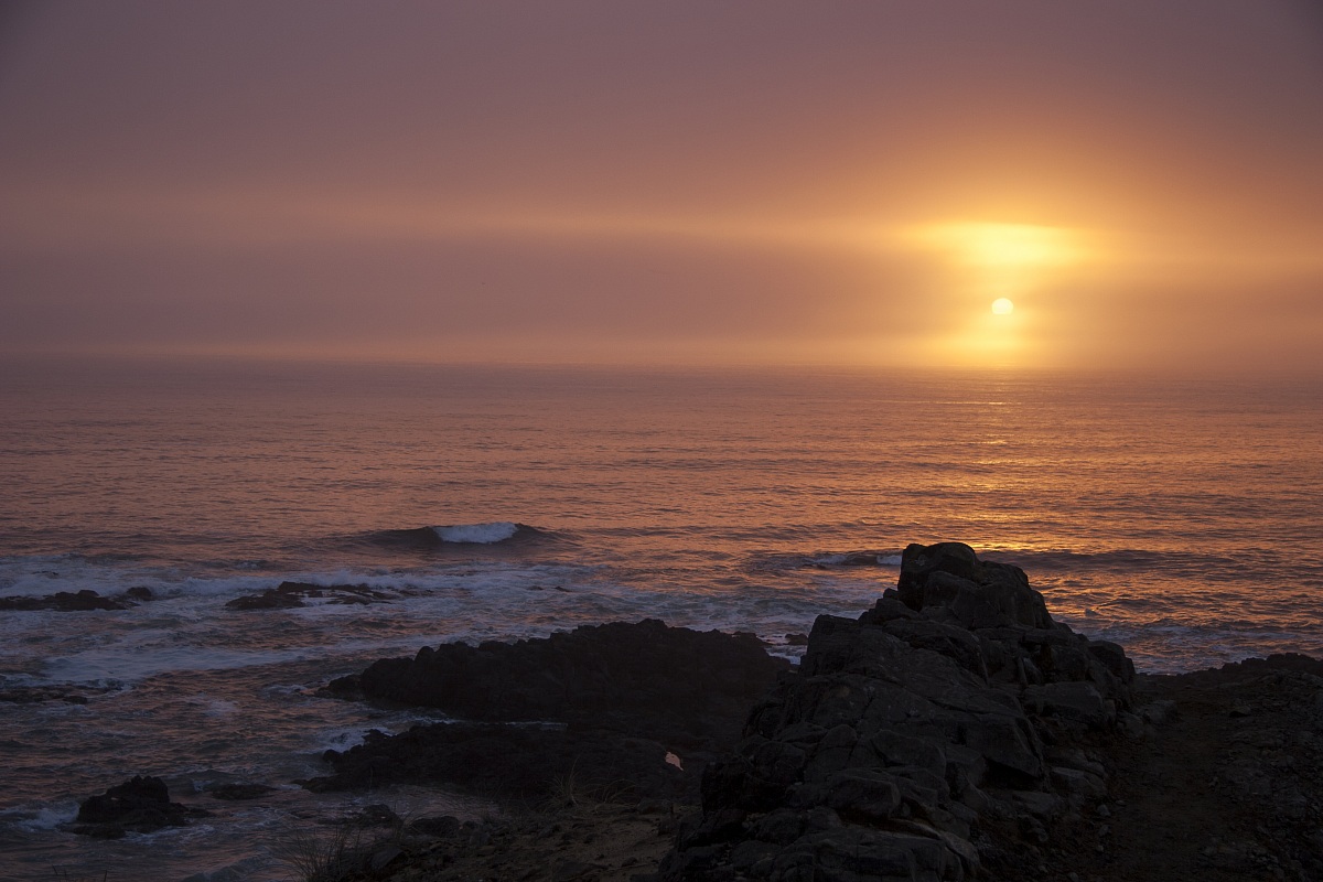 Sunset in the fog - Yachats, Oregon Coast