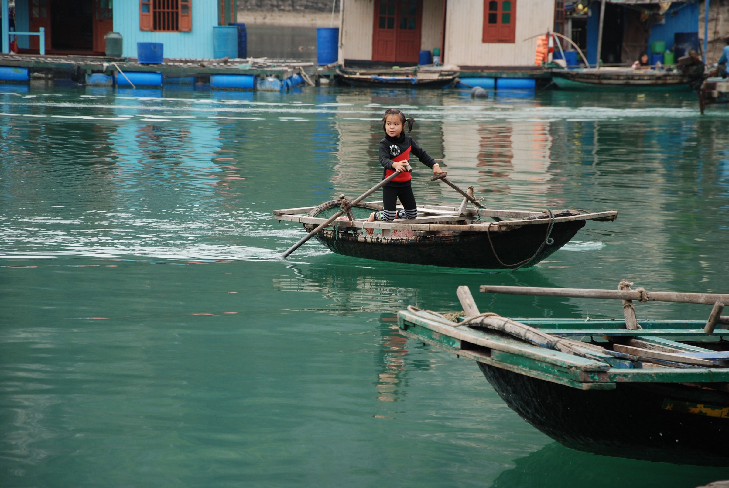 child in the bay along