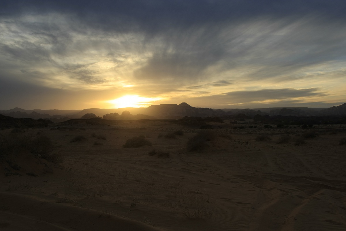 sunset over the desert