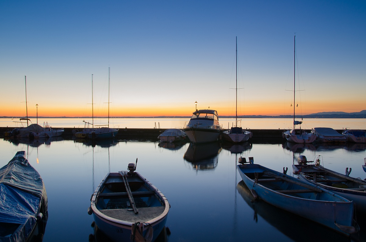 sunset at the port of Lazise