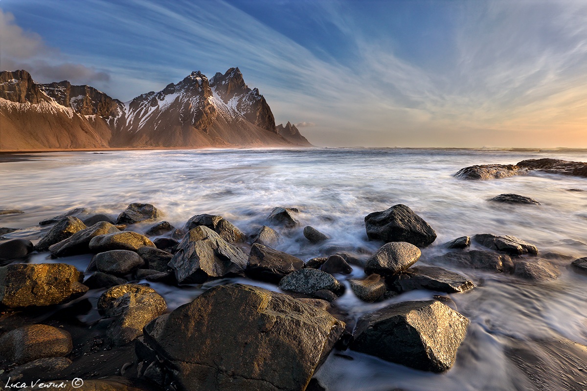 Dawn on beach Stokksnes