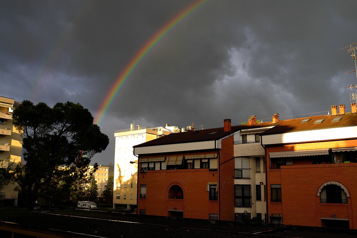 Urban Landscape with rainbow
