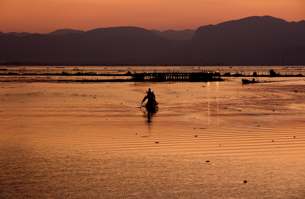sunset on Inle Lake, Myanmar