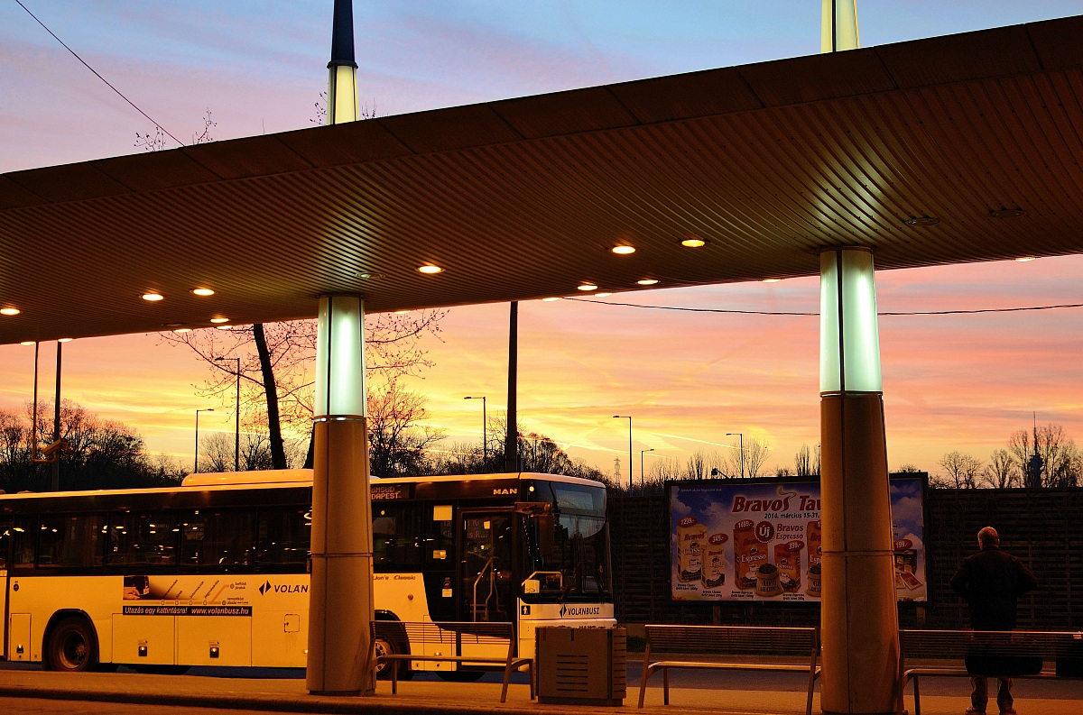 Sunrise at the bus station