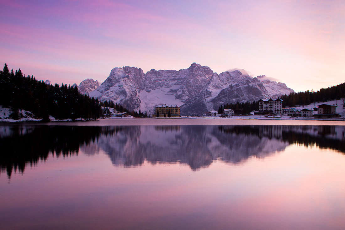 Lago di Misurina al tramonto