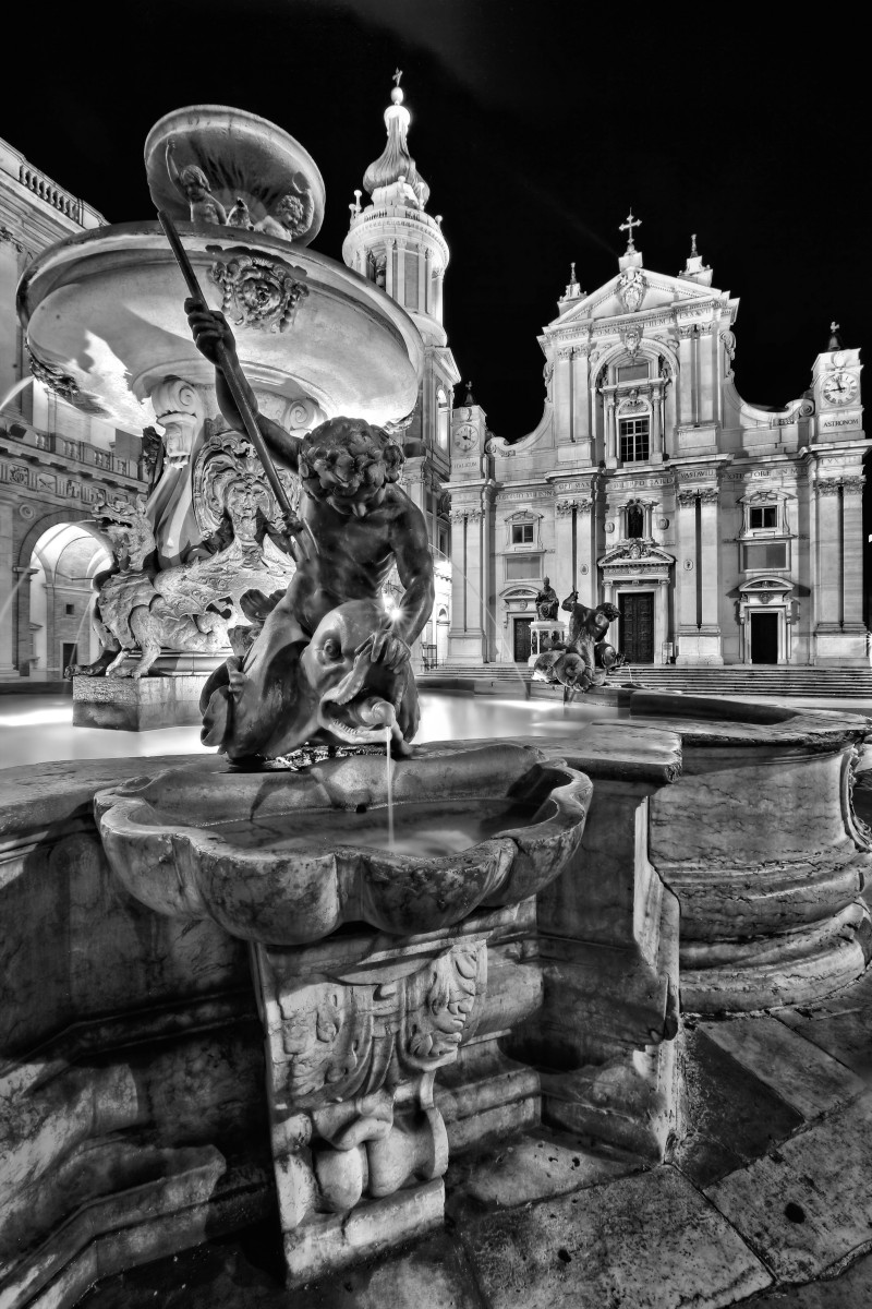 Basilica of Loreto, view from the fountain