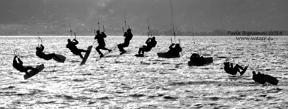 Kitesurfing: sequence of a jump