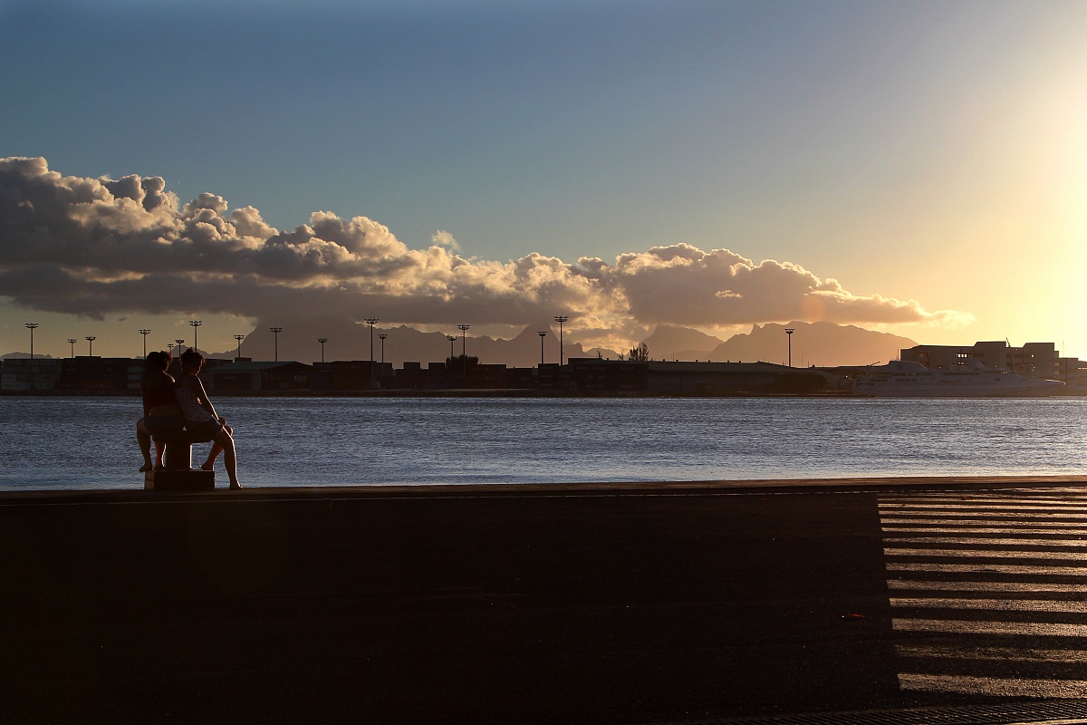 Sunset in Papete's harbor