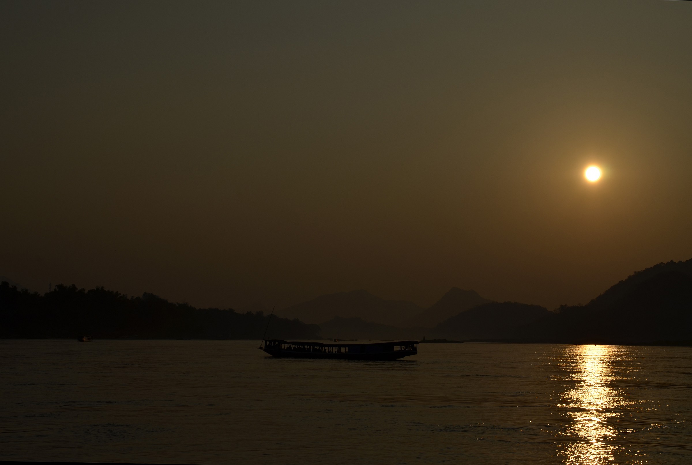 Laos Mekong Red Sunset