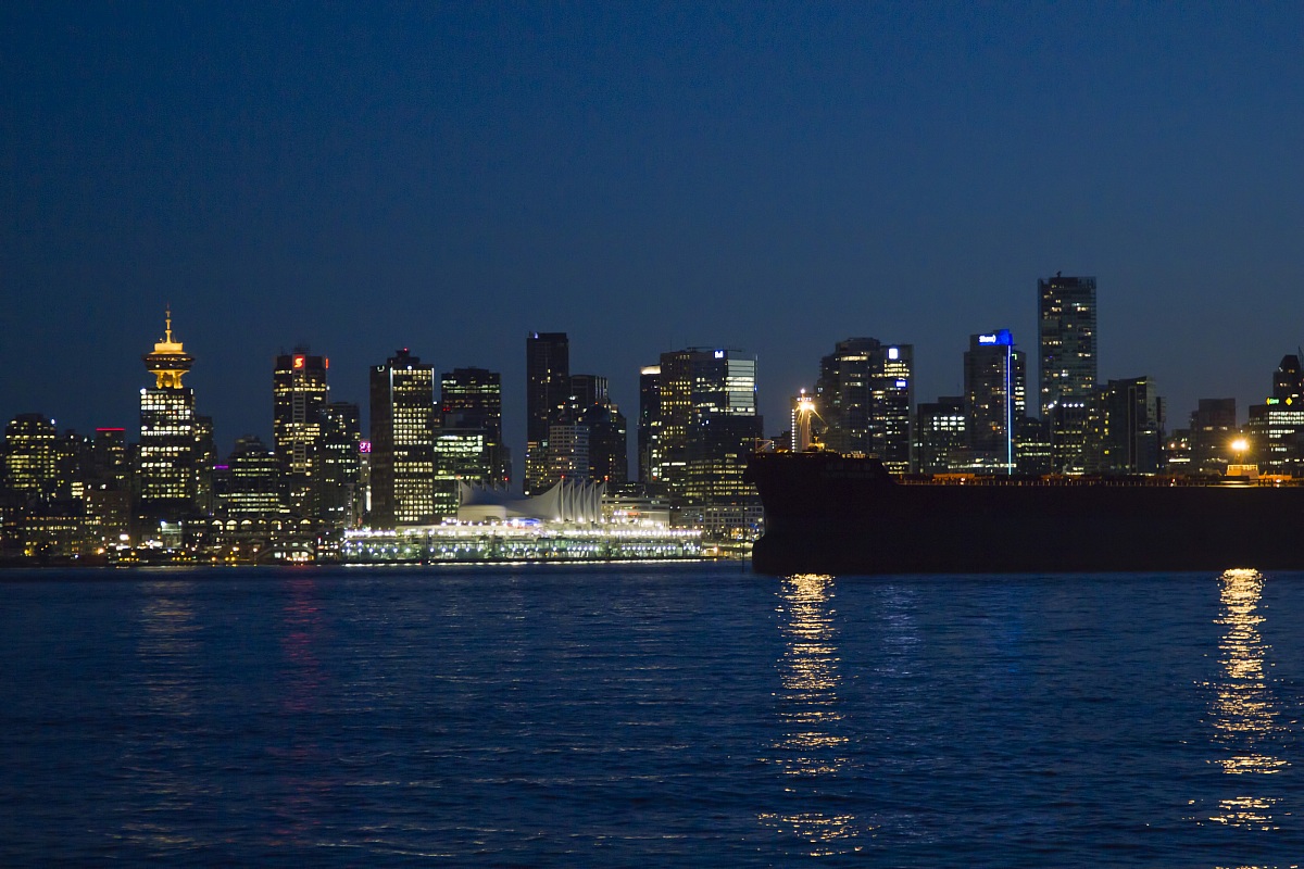 Vancouver harbor by night