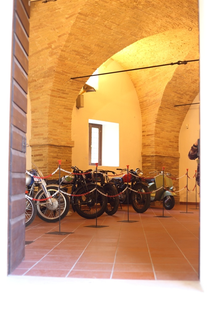 Show historic motorcycles in Medieval castle