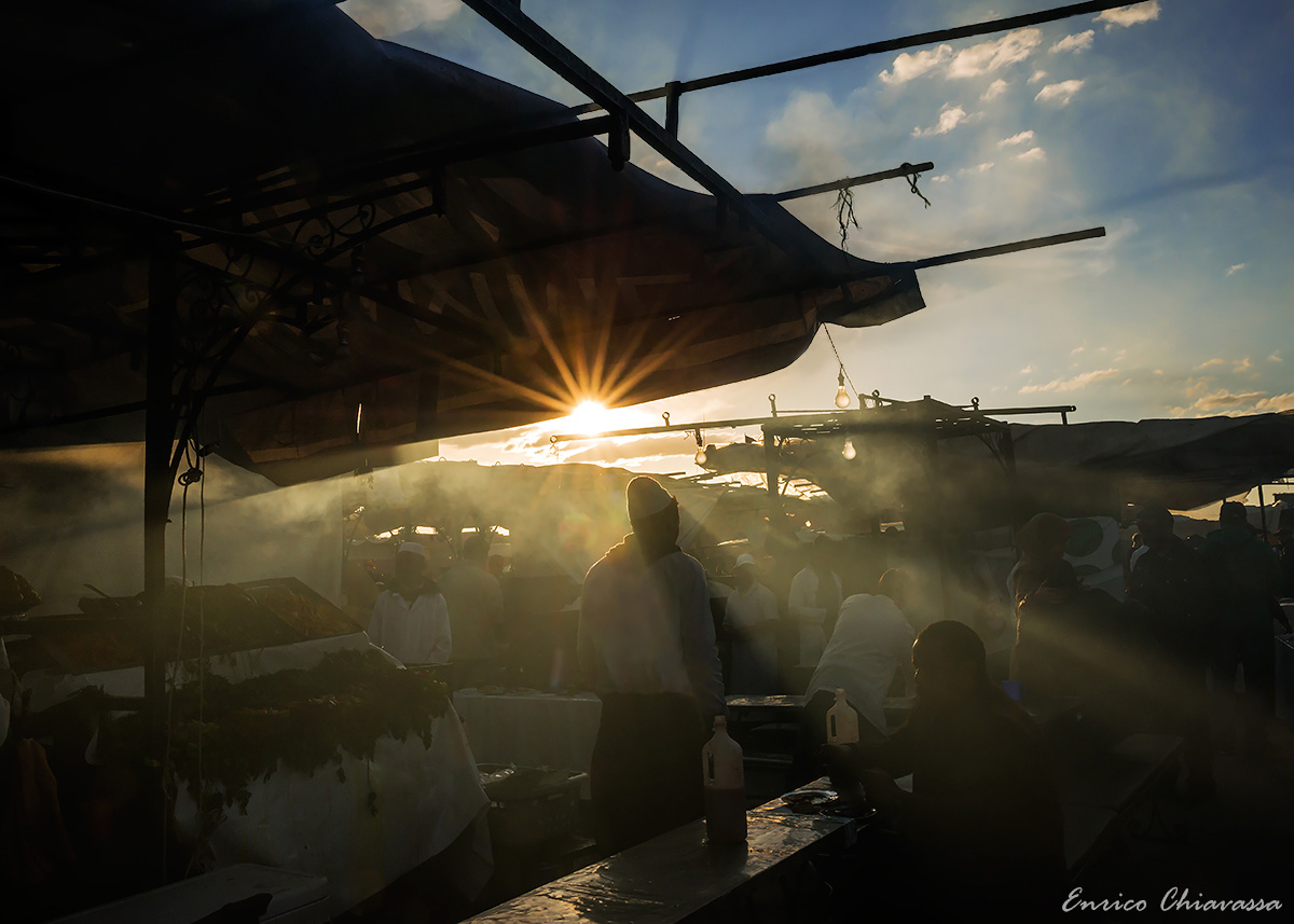 At sunset on Djemaa el Fna