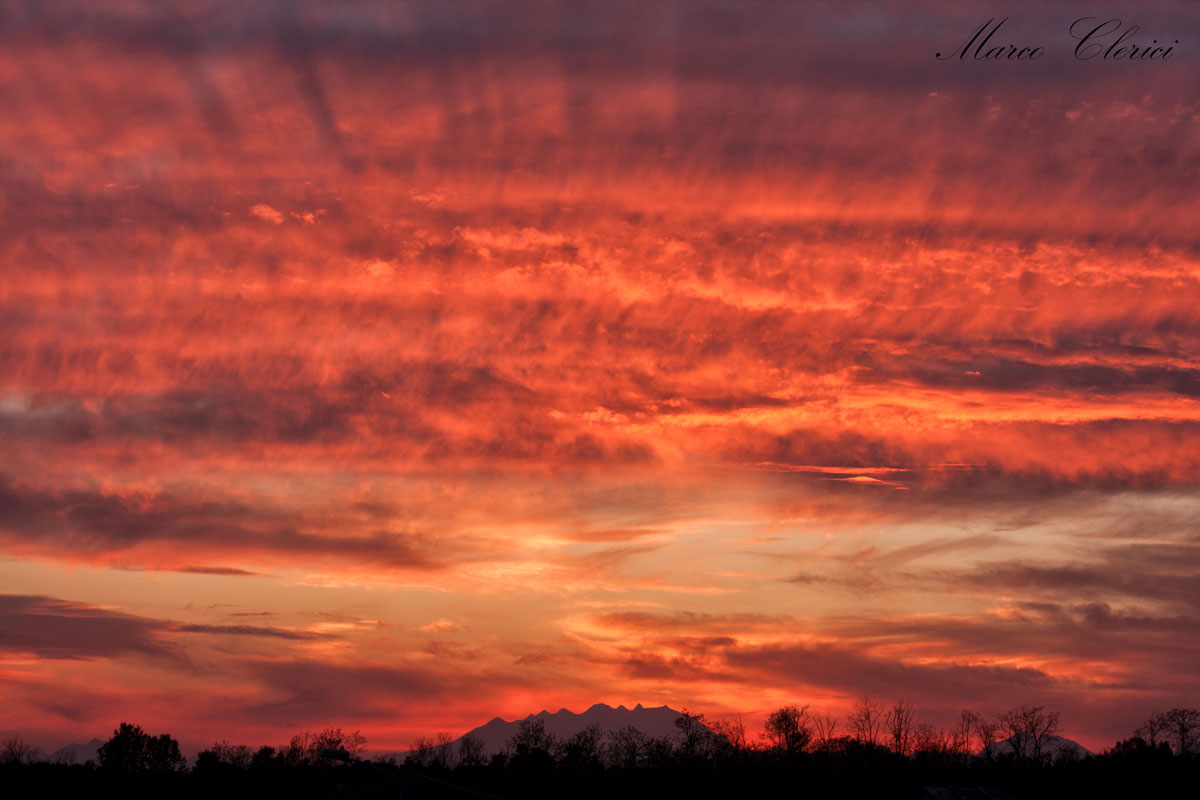 Fiery sky above the Monte Rosa