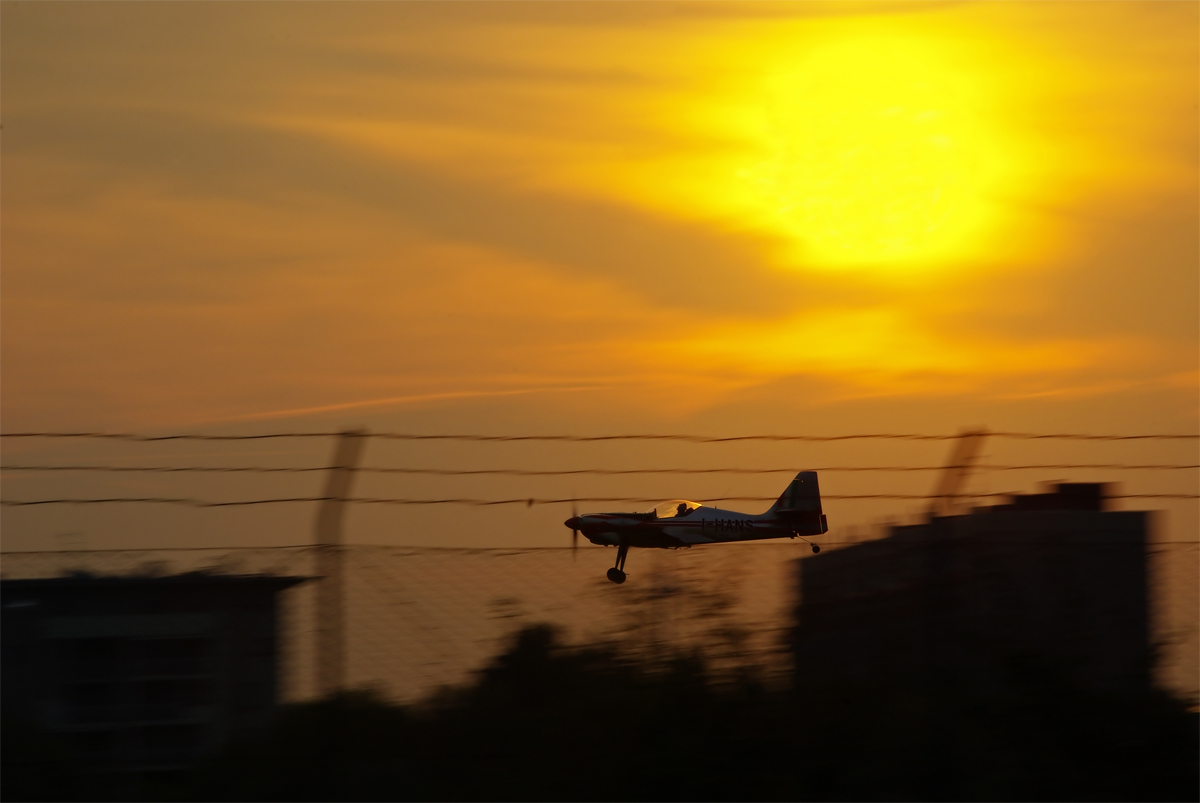 Landing in the sunset