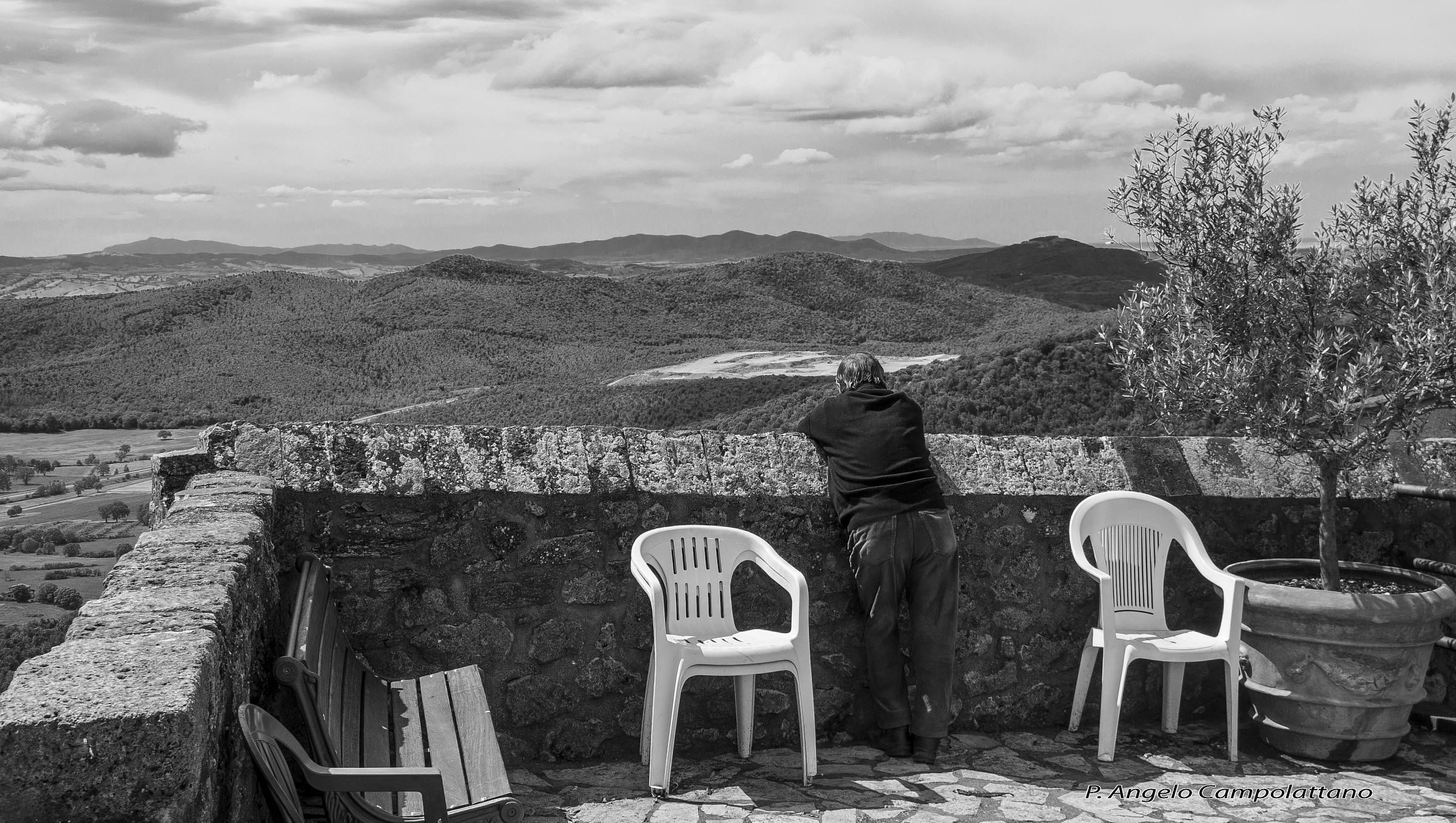 a faraway look in his thoughts