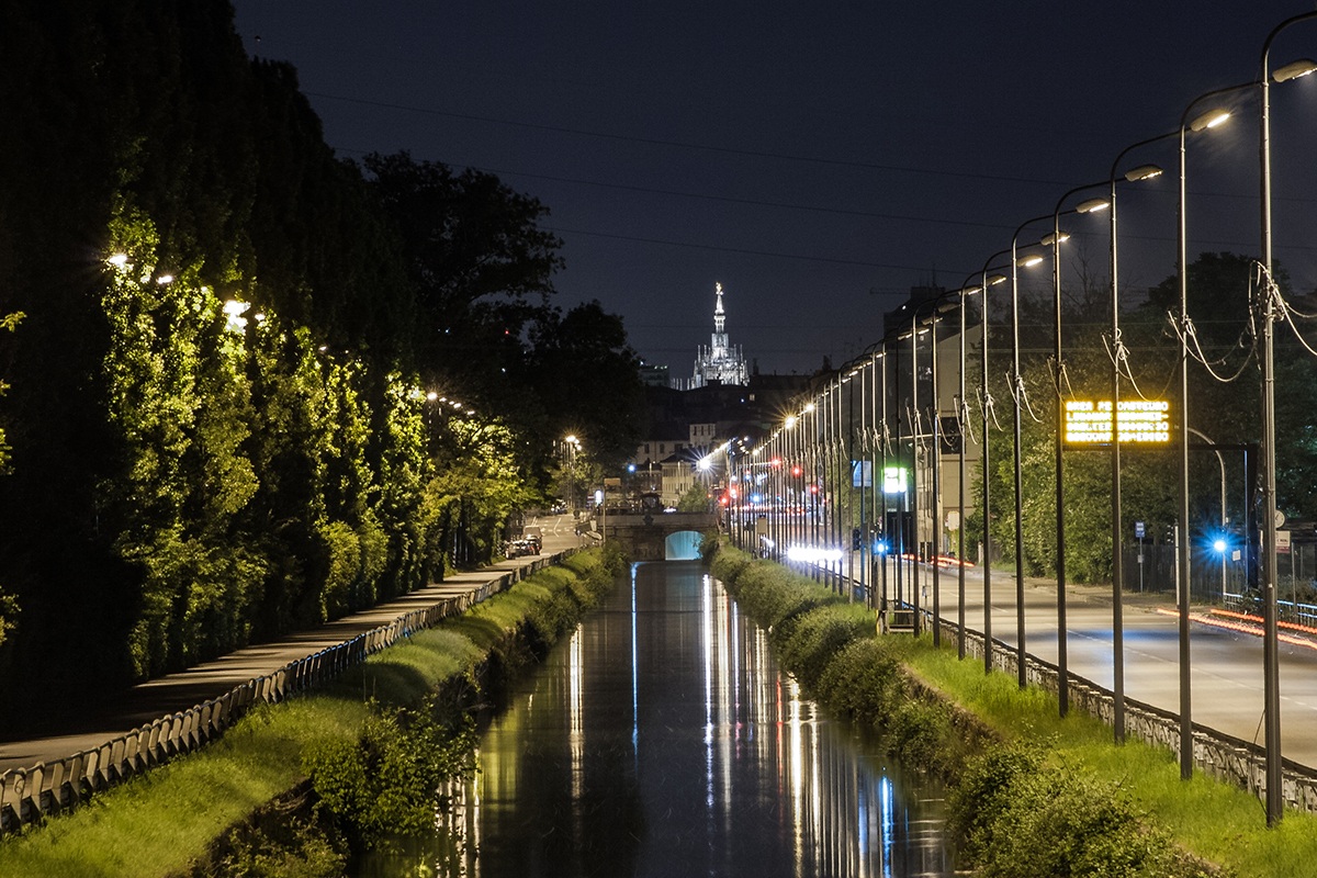 Il Naviglio pavese dopo mezzanotte