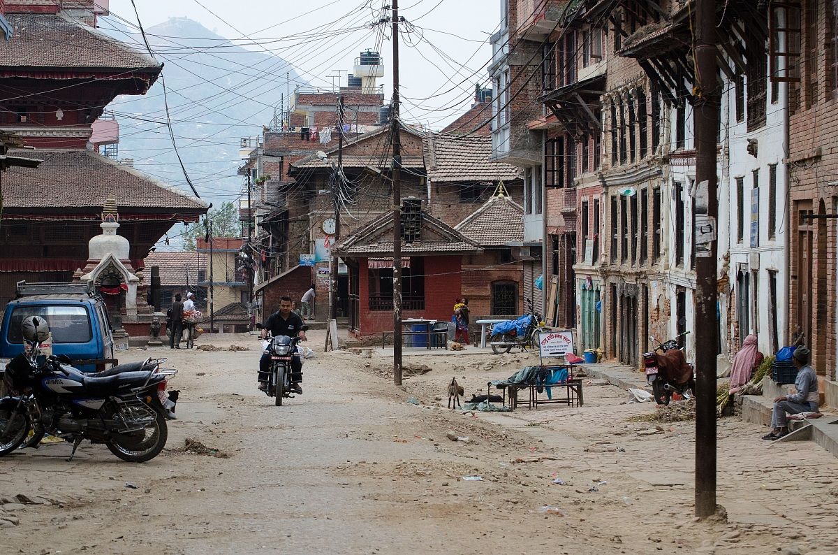In the narrow streets of Nepal