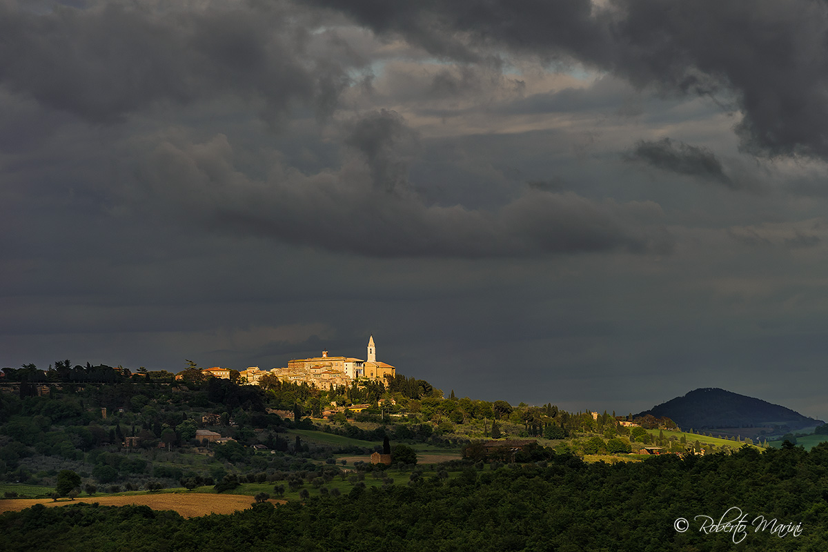 a light on Pienza