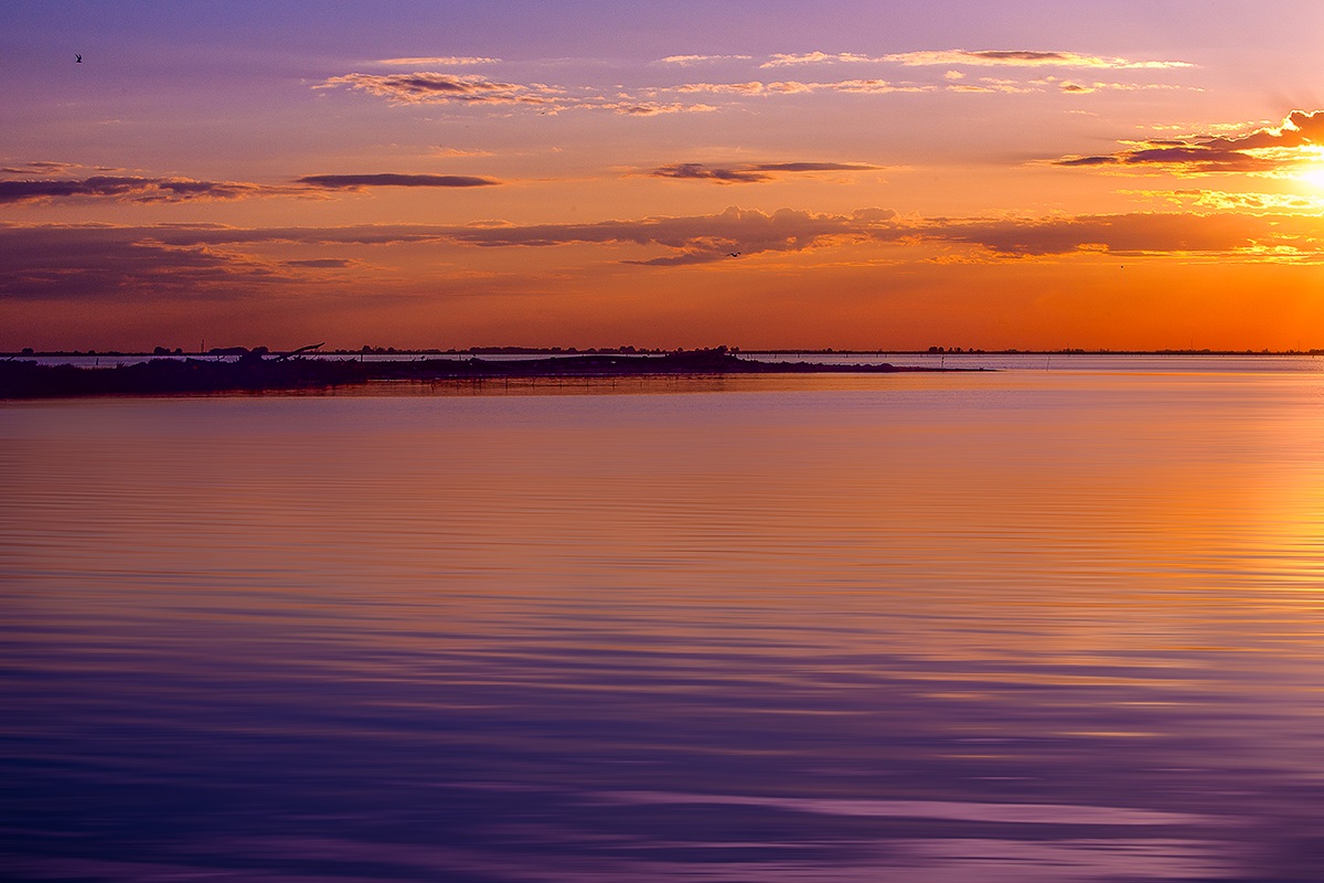 Sunset on the delta of the Po