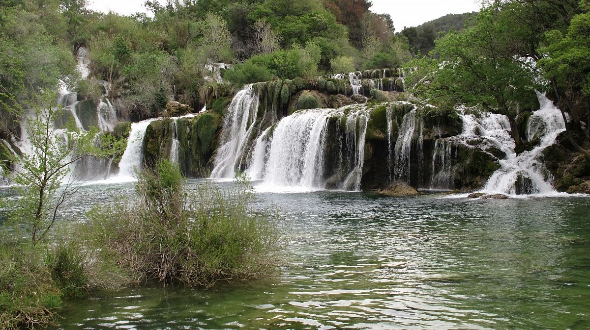 waterfalls in the park of Krk Croatia