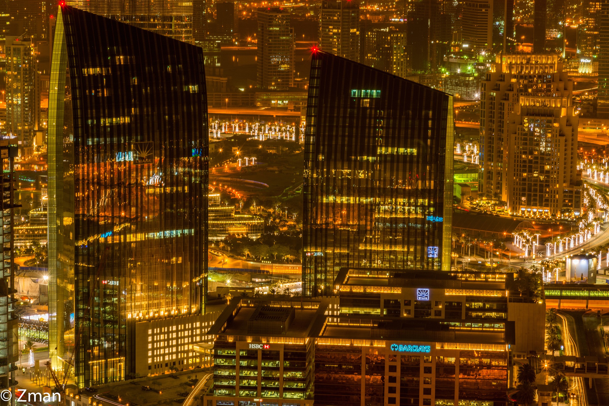 Developments near Burj Khalifa at Night